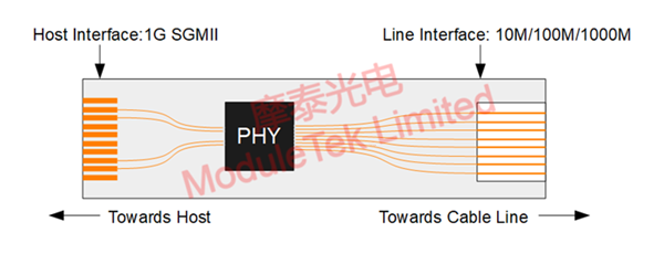 Block diagram of BCM84891L 10GbE SFP module on 1G switch port