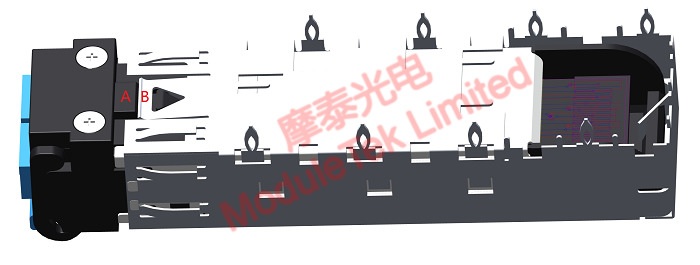Assembly diagram of push-pull unlocking solution-housing with SFP cage